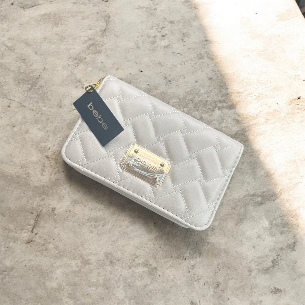bebe Quilted White Crossbody